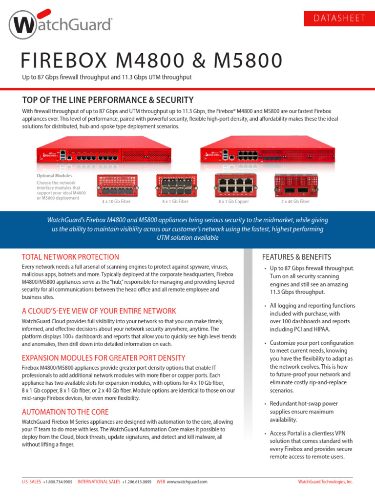 Datasheet M4800 M5800 | PDF | Firewall (Computing) | Proxy Server