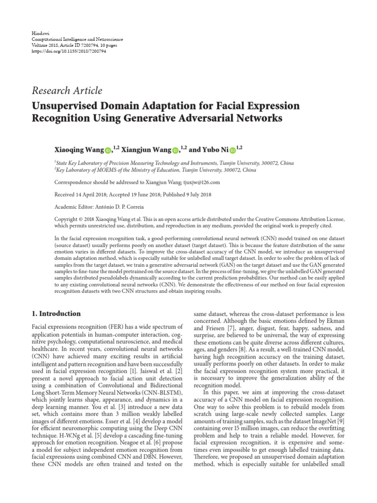 Unsupervised Domain Adaptation for FER | PDF | Deep Learning | Learning