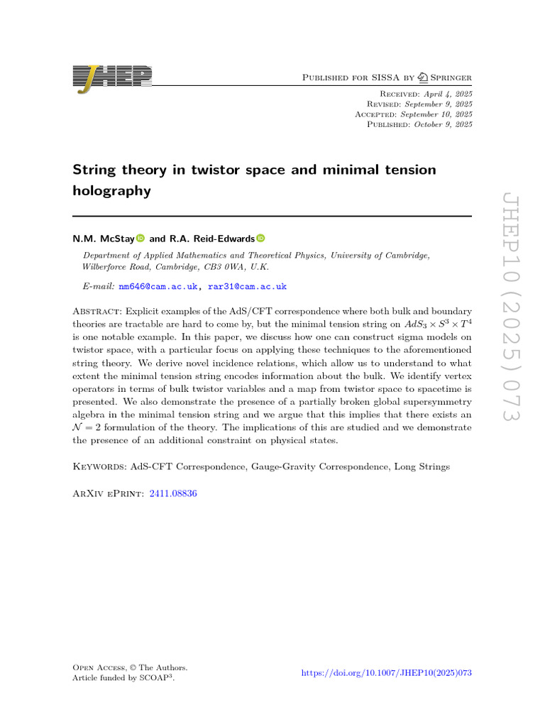 String Theory in Twistor Space and Minimal Tension | PDF | String ...