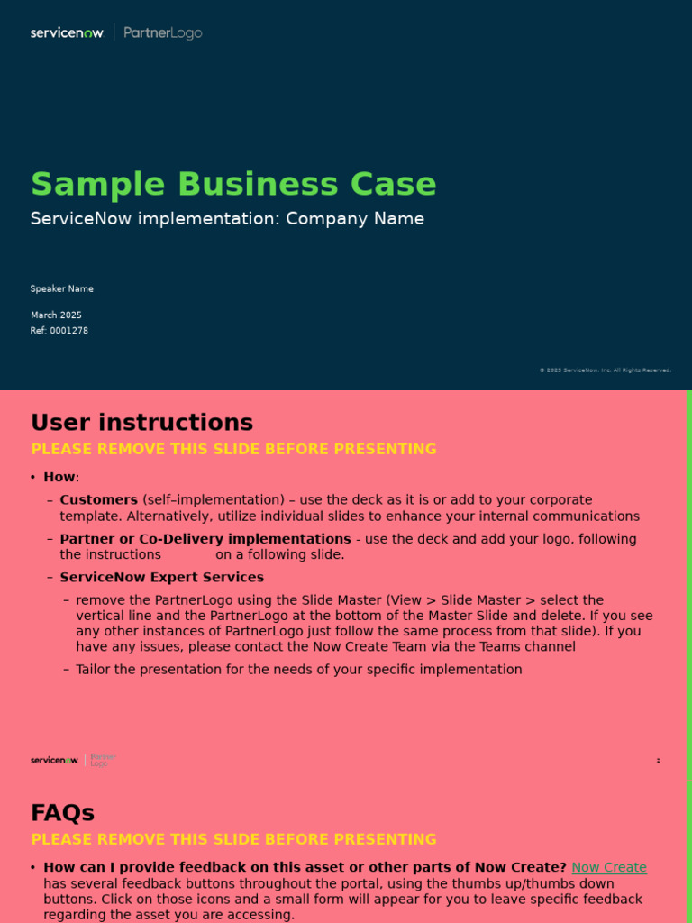 ServiceNow Business Case Template Guide | PDF | Return On Investment ...