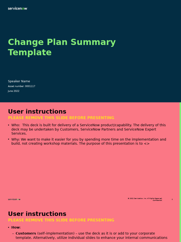 ServiceNow Change Plan Summary Template | PDF | Communication ...