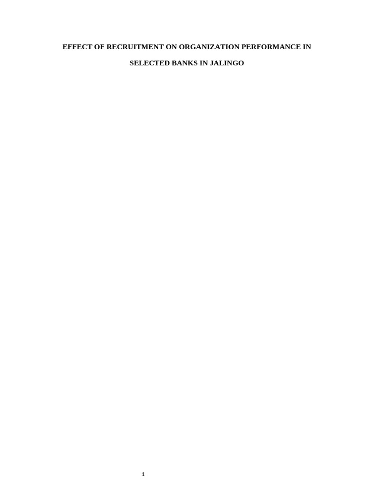 Effect of Recruitment On Organization Performance | PDF | Methodology ...