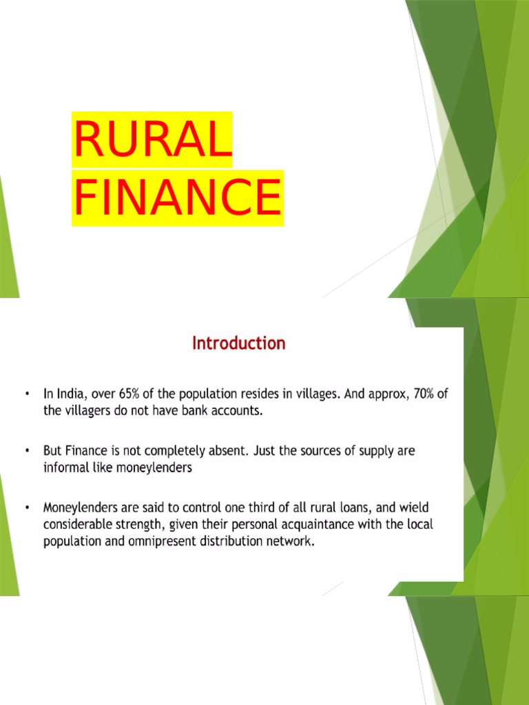 Rural Finance | PDF