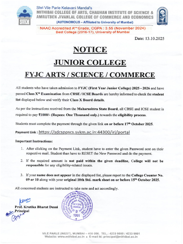 Important Notice For Fyjc Students Eligibility Process For Cbse Icse ...