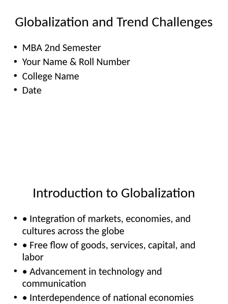 Globalization and Trend Challenges MBA | PDF