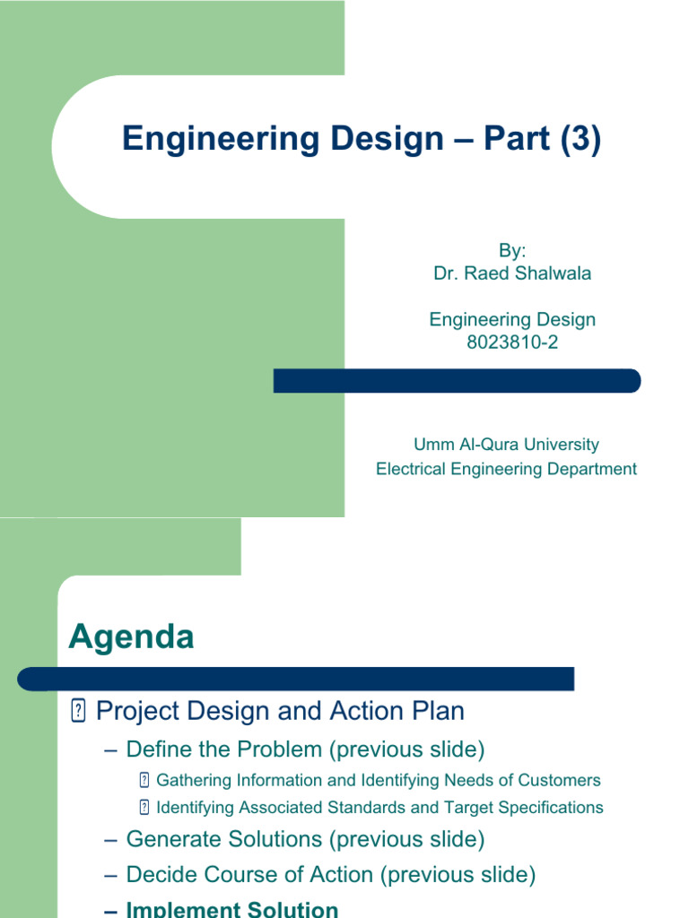 Engineering Design (8023810-2) - Slides 7 (Eng. Design Part 3) | PDF
