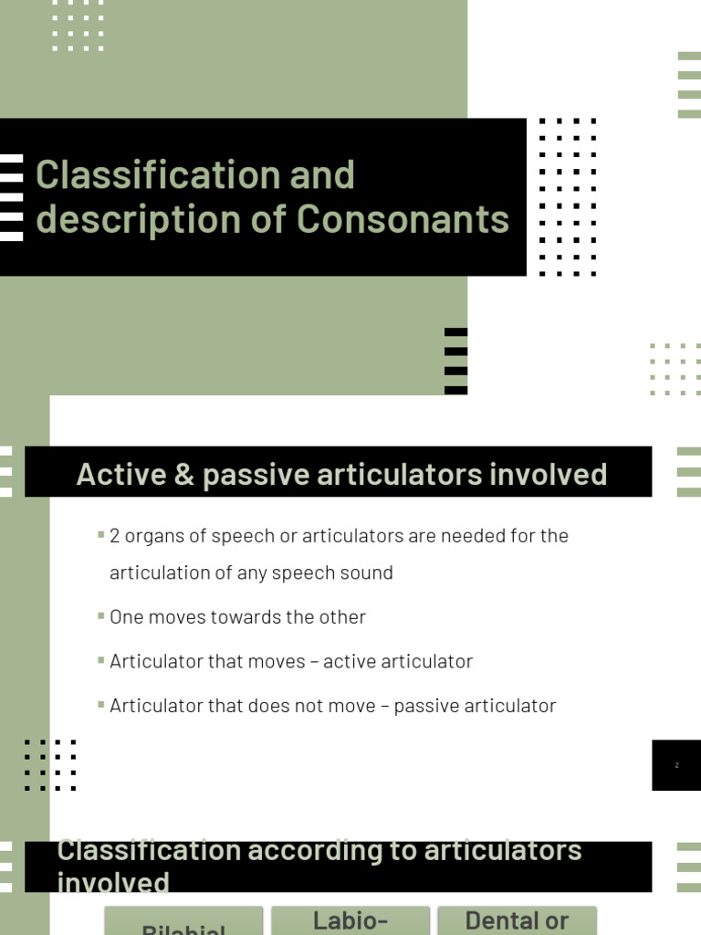 Classification and Description of Consonants - Part 2 | PDF | Human ...