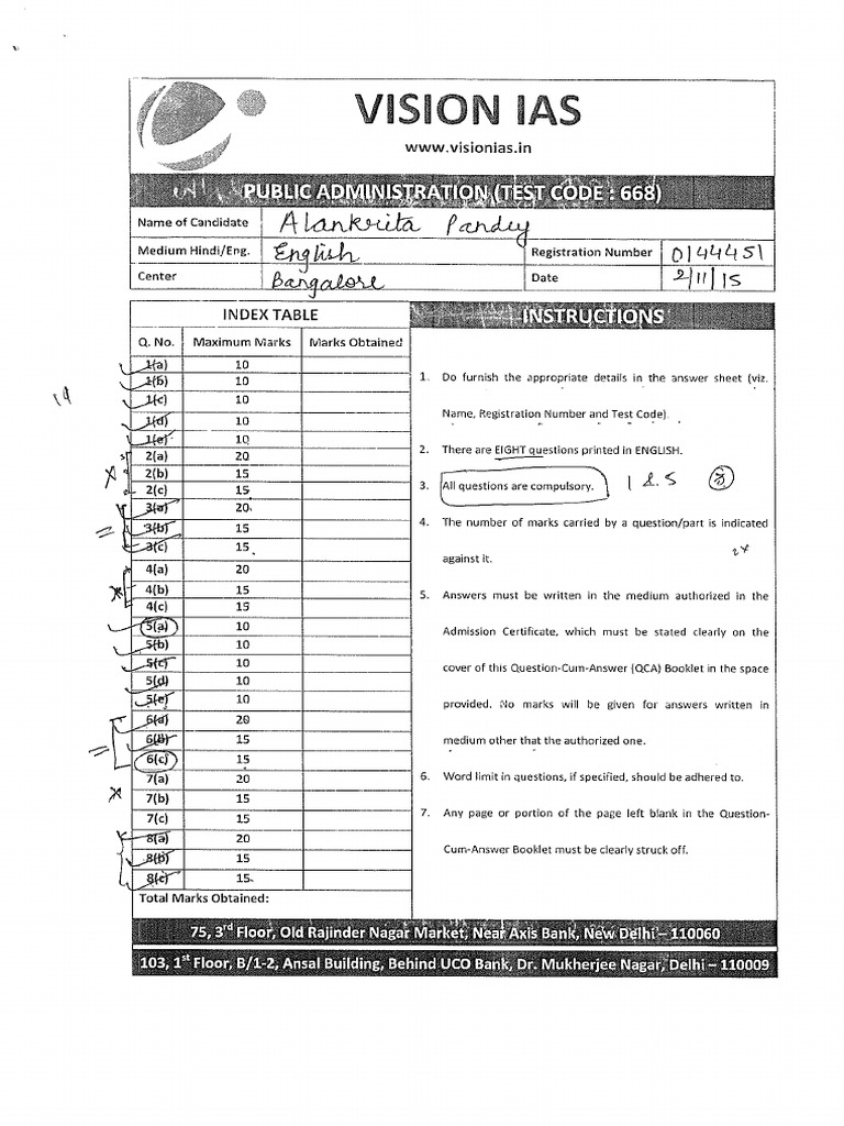 VisionIAS Toppers Answer Booklet ALANKRITA PANDEY | PDF
