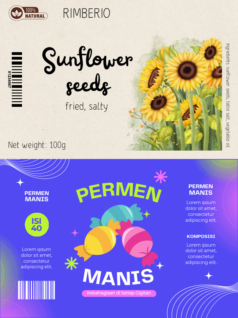 Yellow Beige and Black Illustrated Sunflower Seeds Label | PDF