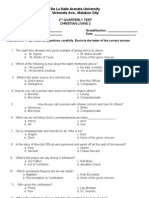 De La Salle Araneta University Victoneta Ave., Malabon City: 2 Quarterly Test Christian Living 2