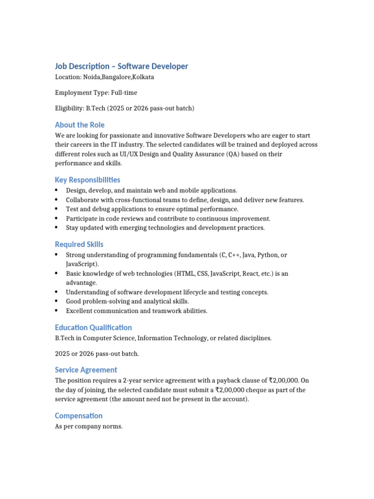 Software Developer Job Descrip | PDF