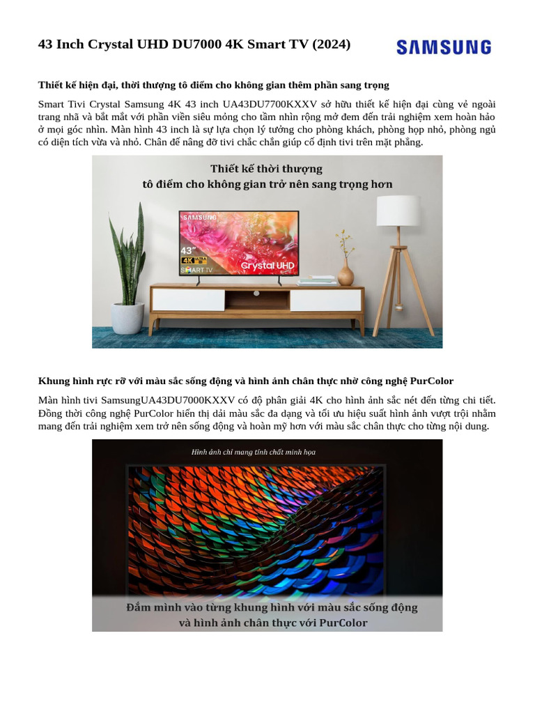 43 Inch Crystal UHD DU7000 4K Smart TV | PDF