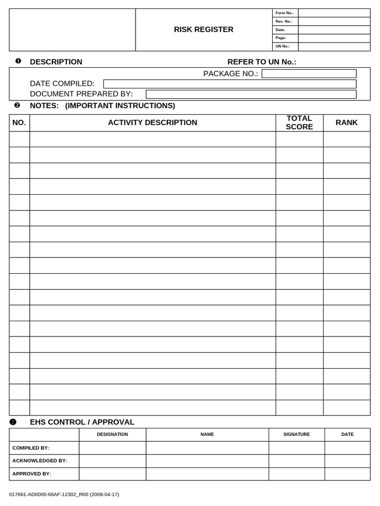 017661-AD0000-68AF-12302 - R00 Risk Register | PDF