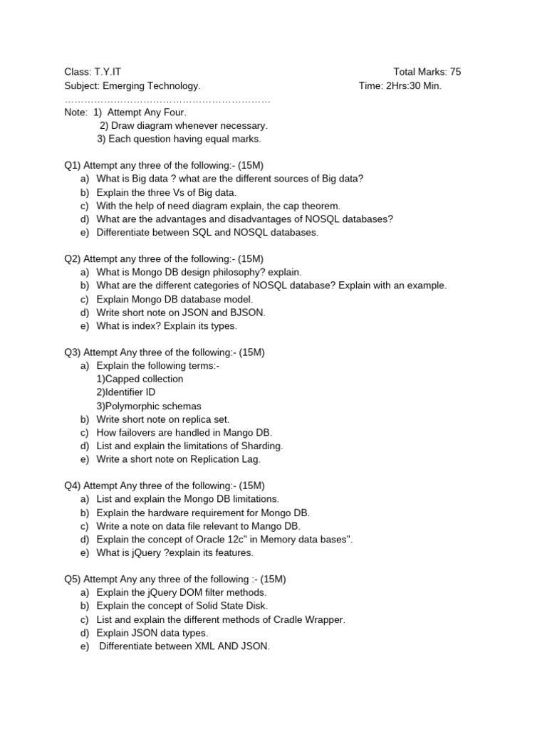 Emerging Technology Exam Questions Guide | PDF