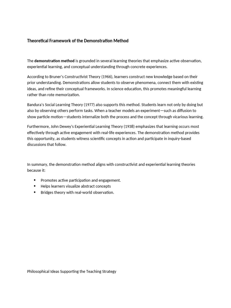 Theoretical Framework for Demonstration Method | PDF | Learning Theory ...