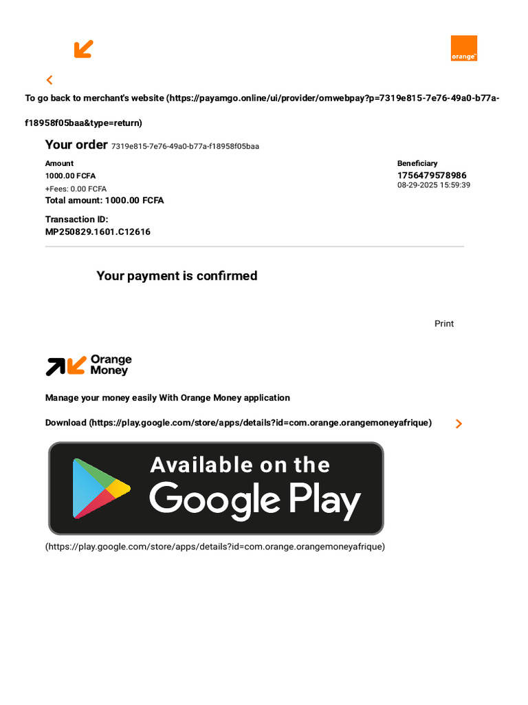 Orange Money Payment | PDF