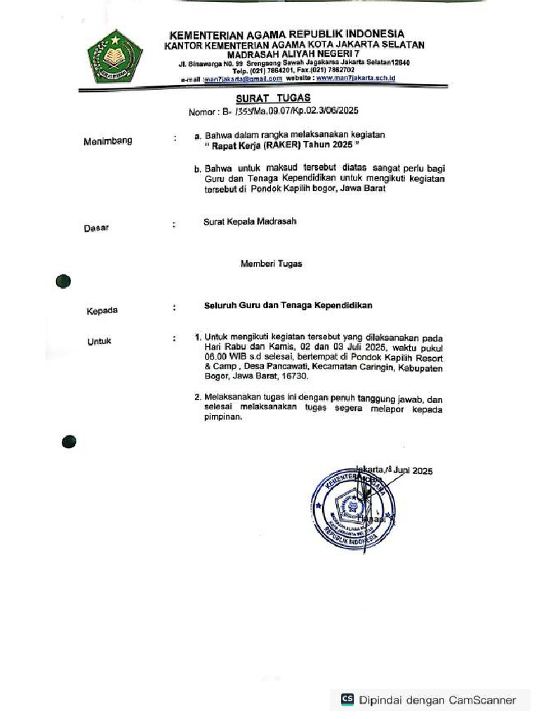 Surat Tugas RAKER - 2 Dan 3 Juli 2025.compressed | PDF