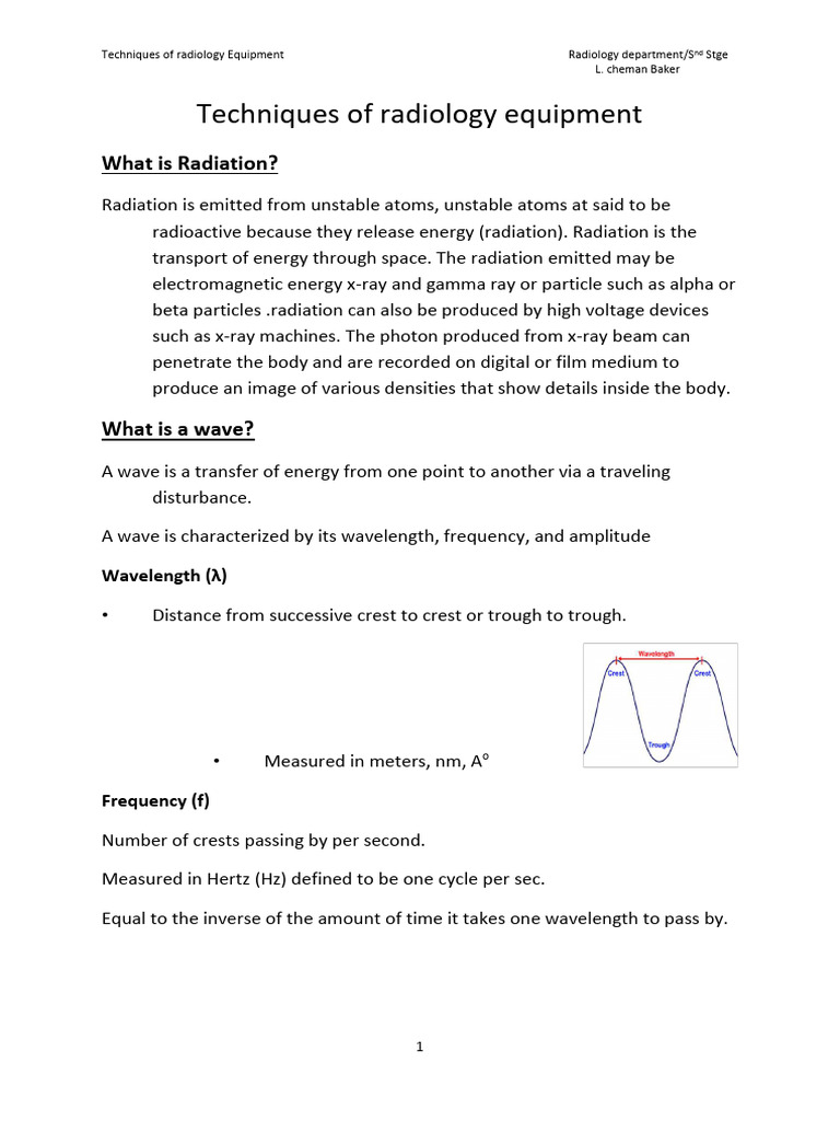 Radiology Department Imaging Techniques | PDF | Electromagnetic ...
