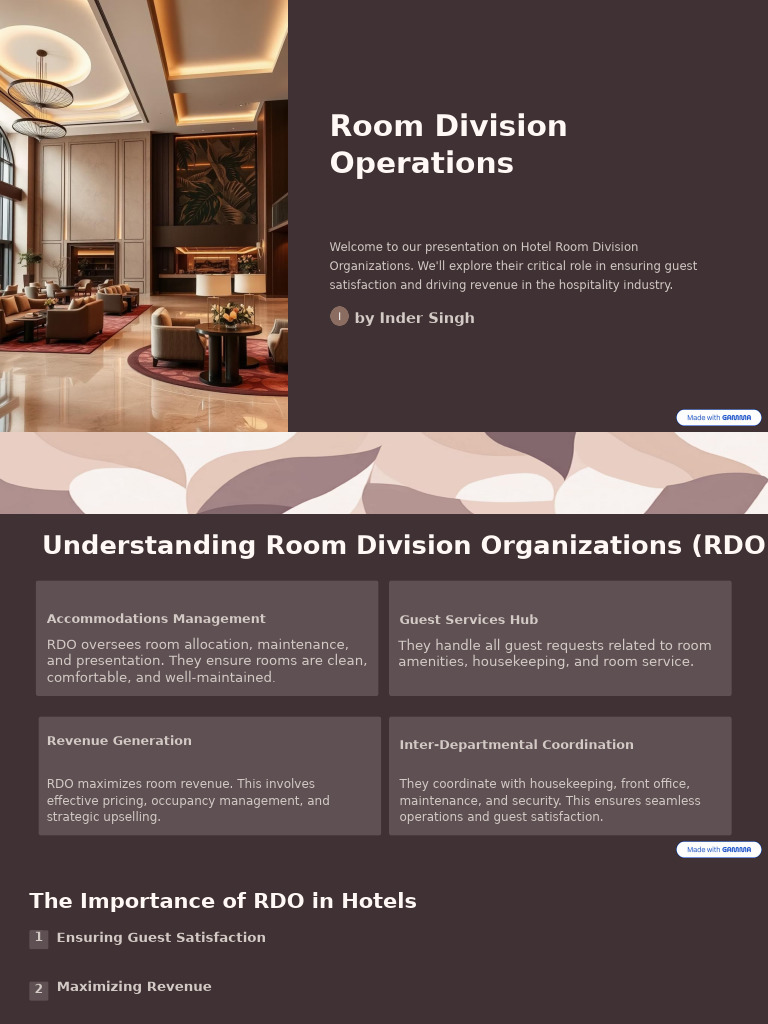 Unit 1.1 The Backbone of Hospitality Room Division Operations | PDF