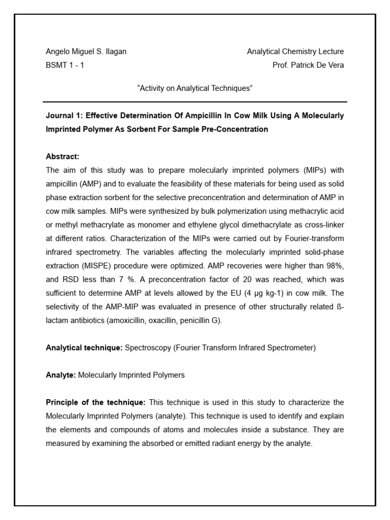 ILAGAN Angelo Miguel Analytical Techniques | PDF | Thin Layer ...