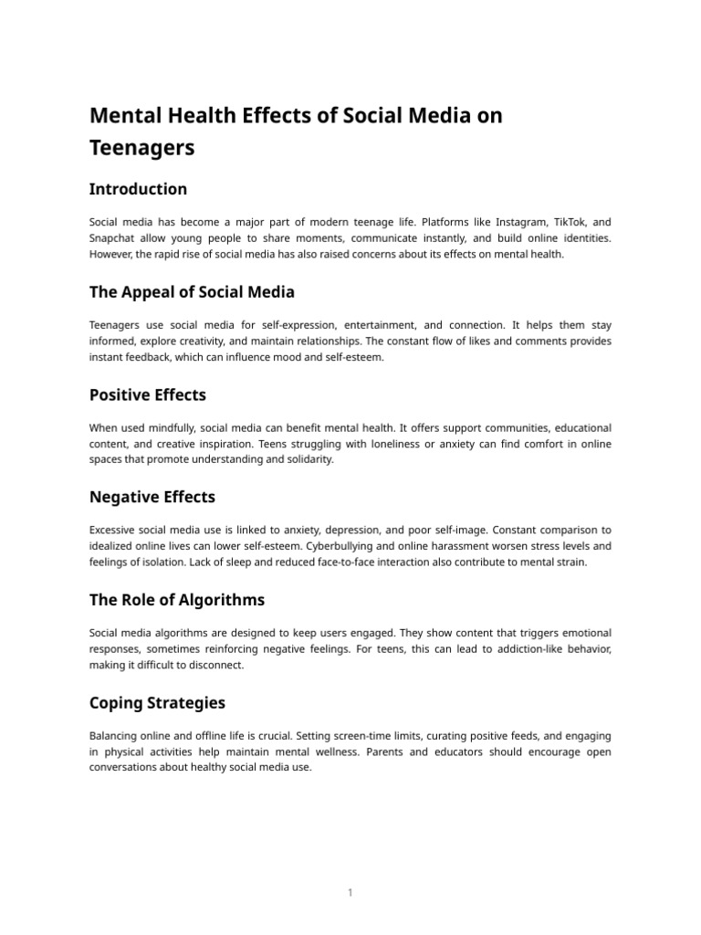 Social Media Mental Health | PDF