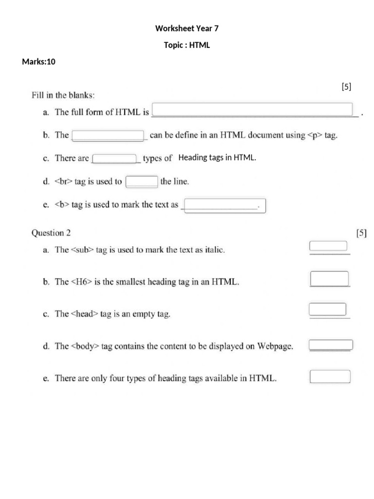 HTML Year 7 | PDF