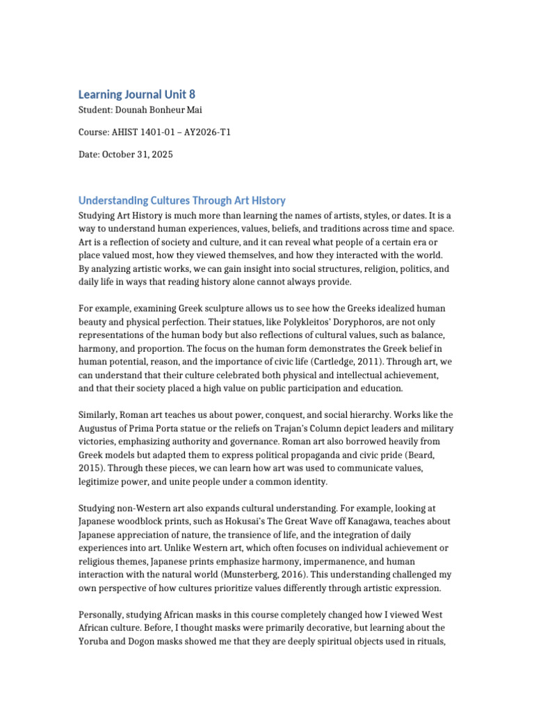 Learning Journal Unit 8 AHIST Dounah Bonheur Mai | PDF | Mask | Liberal ...