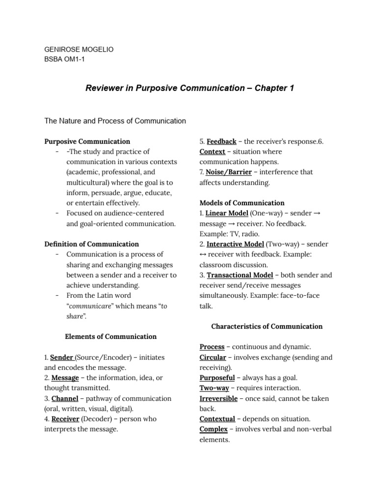 Purposive Communication Overview Guide | PDF | Communication ...