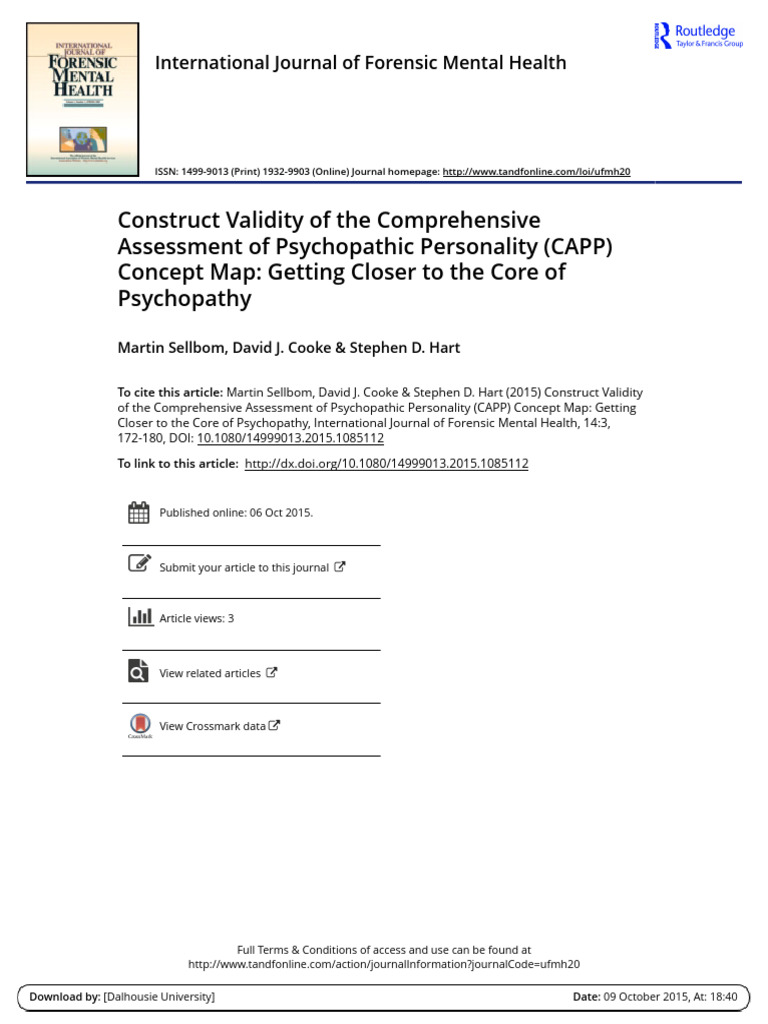 Validating the CAPP Model of Psychopathy | PDF | Psychopathy ...