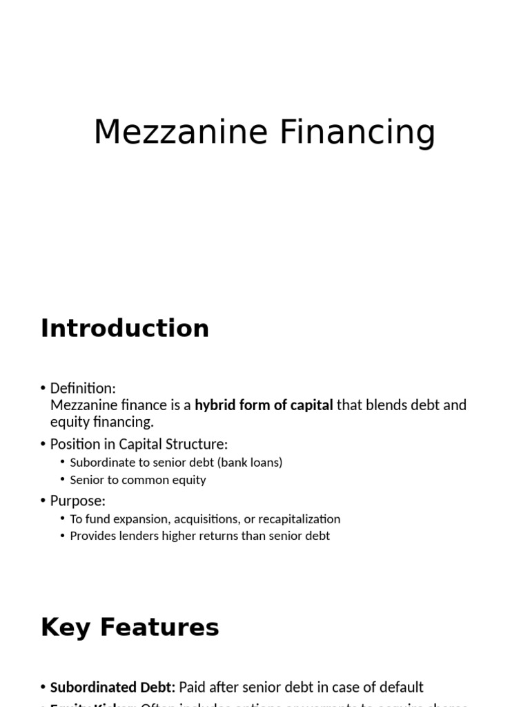 Mezzanine Financing | PDF