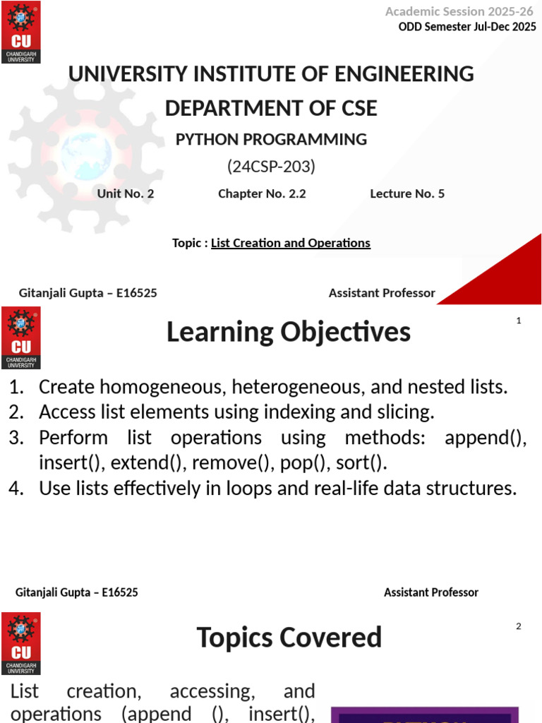 Python List Creation and Operations | PDF | Data Type | Python ...