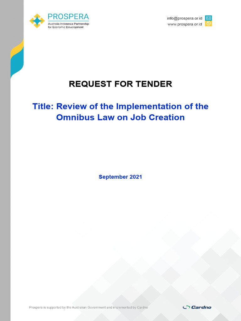 Omnibus Law Job Creation Tender RFT | PDF | Unemployment | Occupational ...