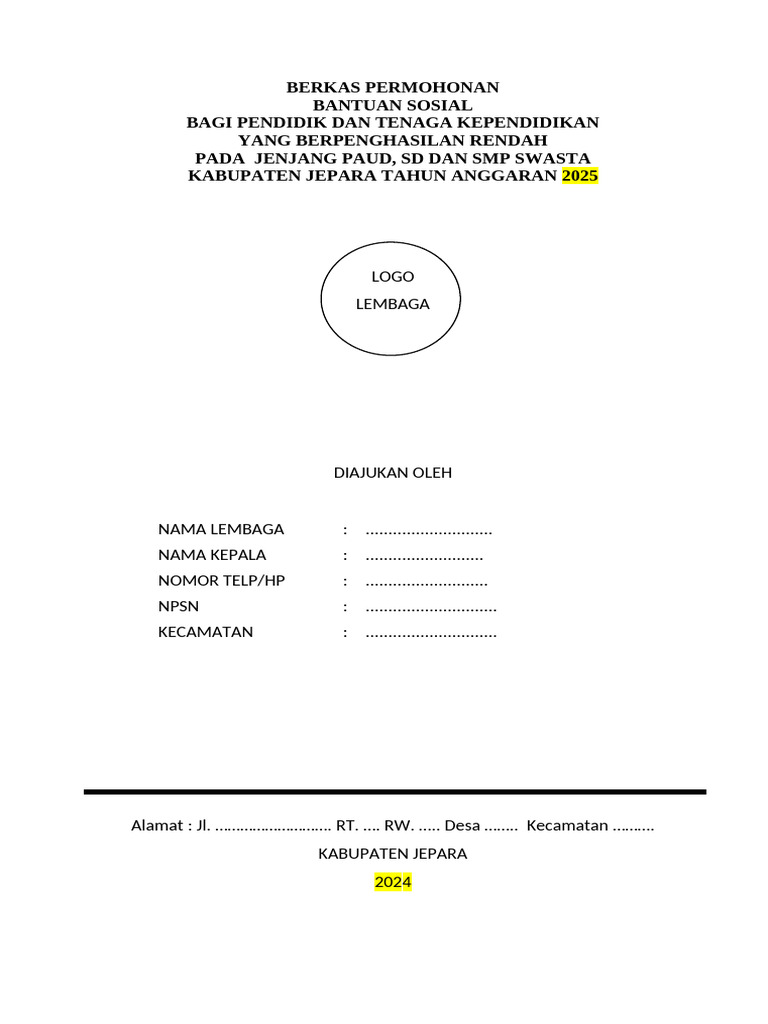 Contoh Berkas Permohonan Bansos 2025 | PDF