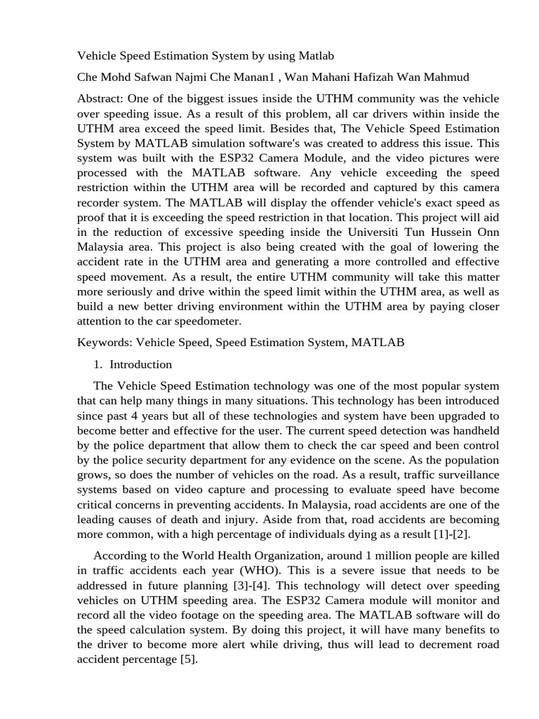 MATLAB Vehicle Speed Estimation System | PDF | Rgb Color Model | Video