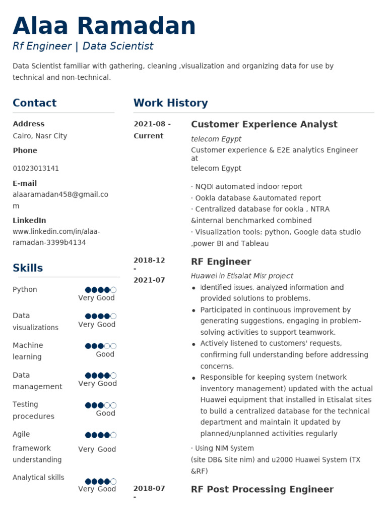 Data Scientist & RF Engineer Profile | PDF | Optical Character ...