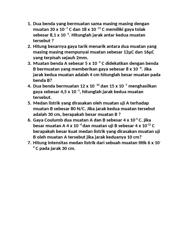 Soal Hitungan Listrik Statis | PDF