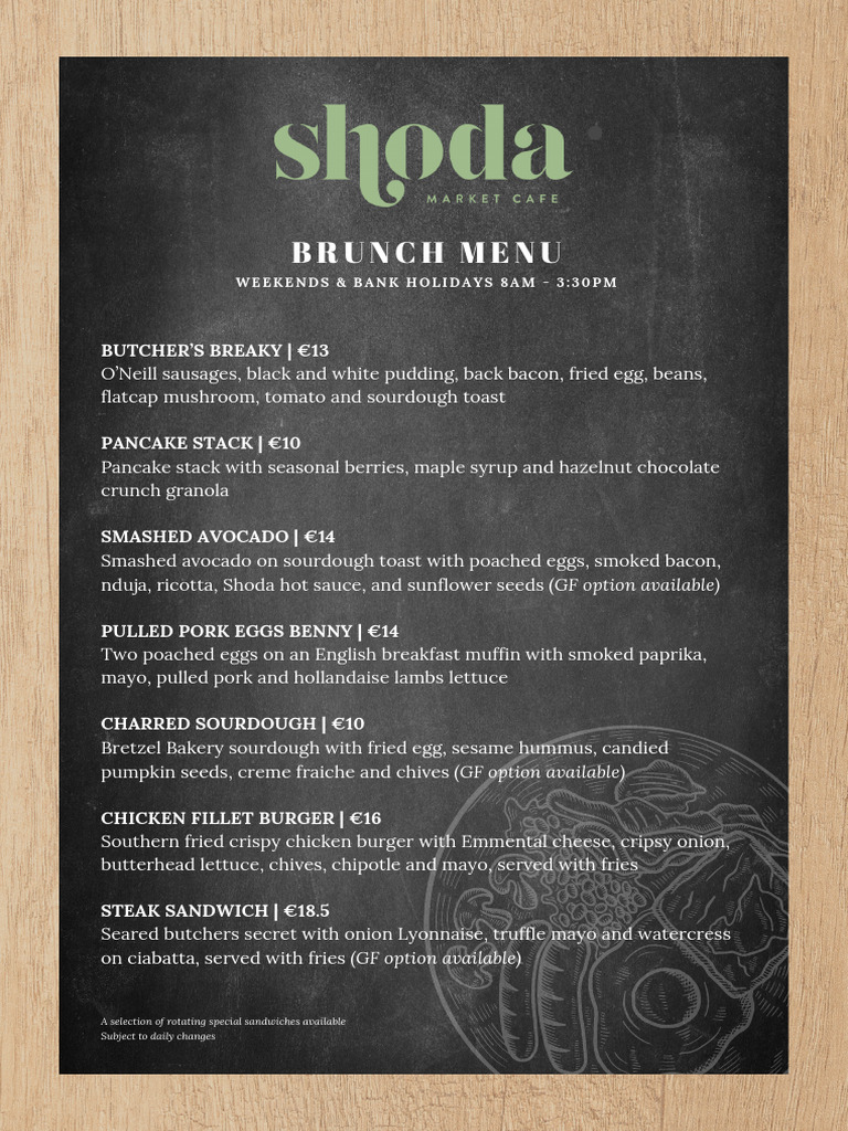 A4 Shoda Menu - Weekends | PDF