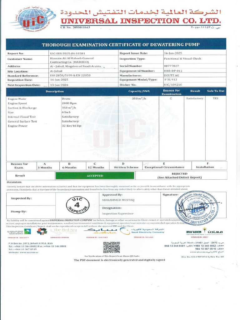 Dewatering Certificate HBB DP 012 | PDF