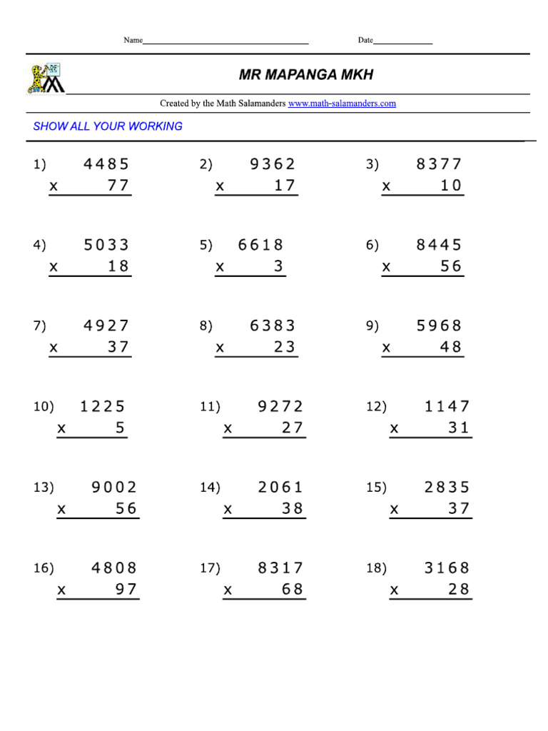 4 by 2 Multiplication | PDF