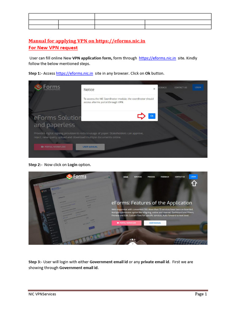 NIC VPN Application Form Guide | PDF | Virtual Private Network | Button ...