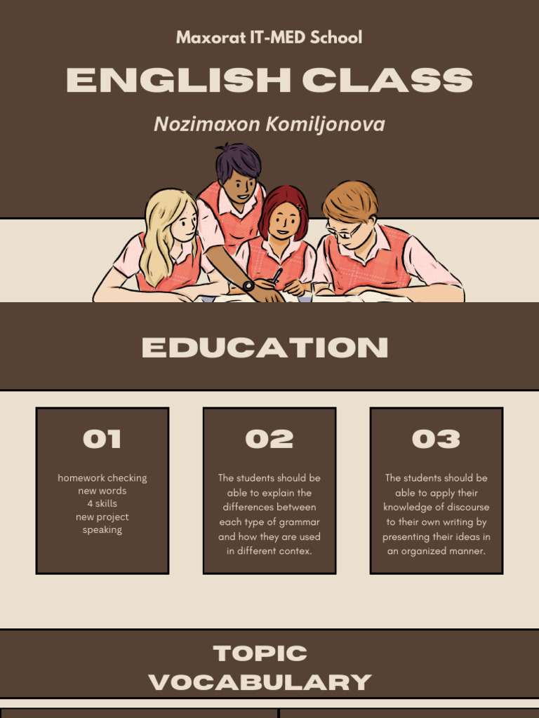 Brown and Beige Simple English Reading and Writing Types of Discourse ...