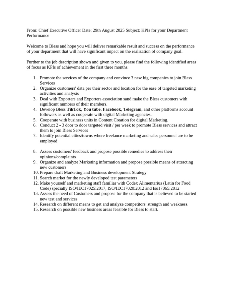 KPIs for Department Performance Success | PDF