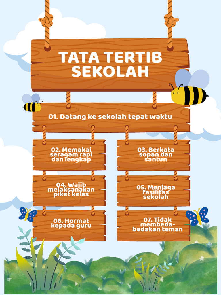 Cokelat Ilustrasi Aturan Tata Tertib Sekolah Poster - 20251029 - 171106 ...