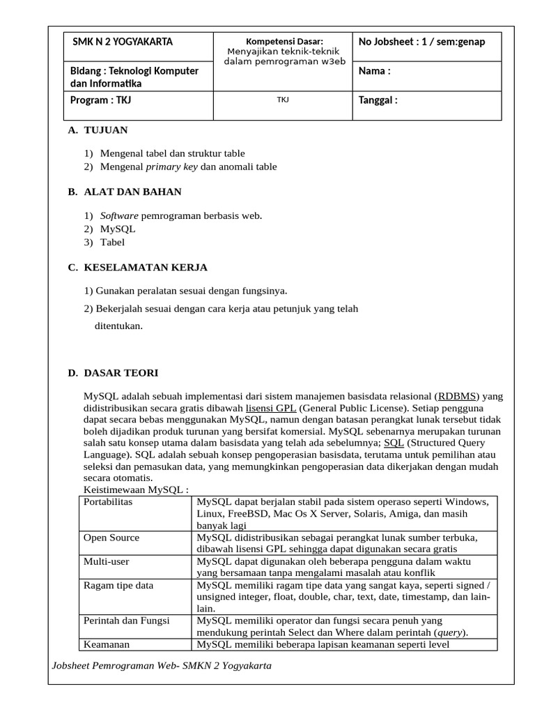 Panduan Dasar MySQL untuk Pemrograman Web | PDF