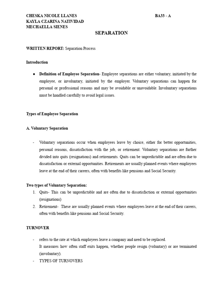 Understanding Employee Separation Types | PDF | Employment | Layoff