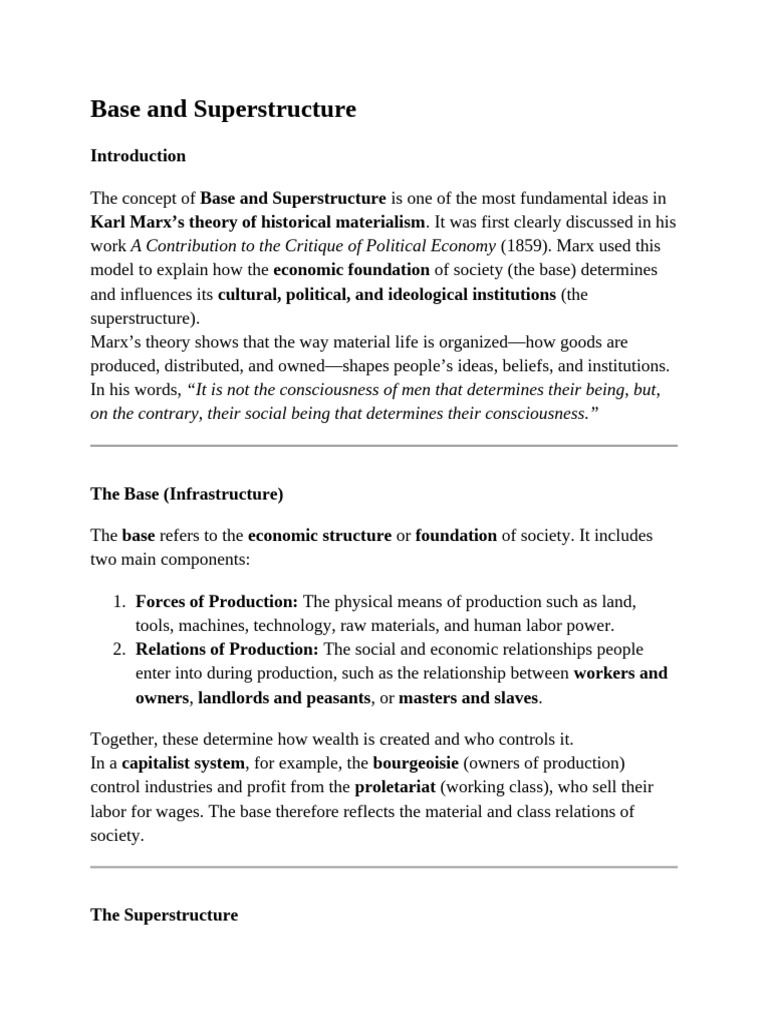Understanding Marx's Base and Superstructure | PDF | Intersectionality ...