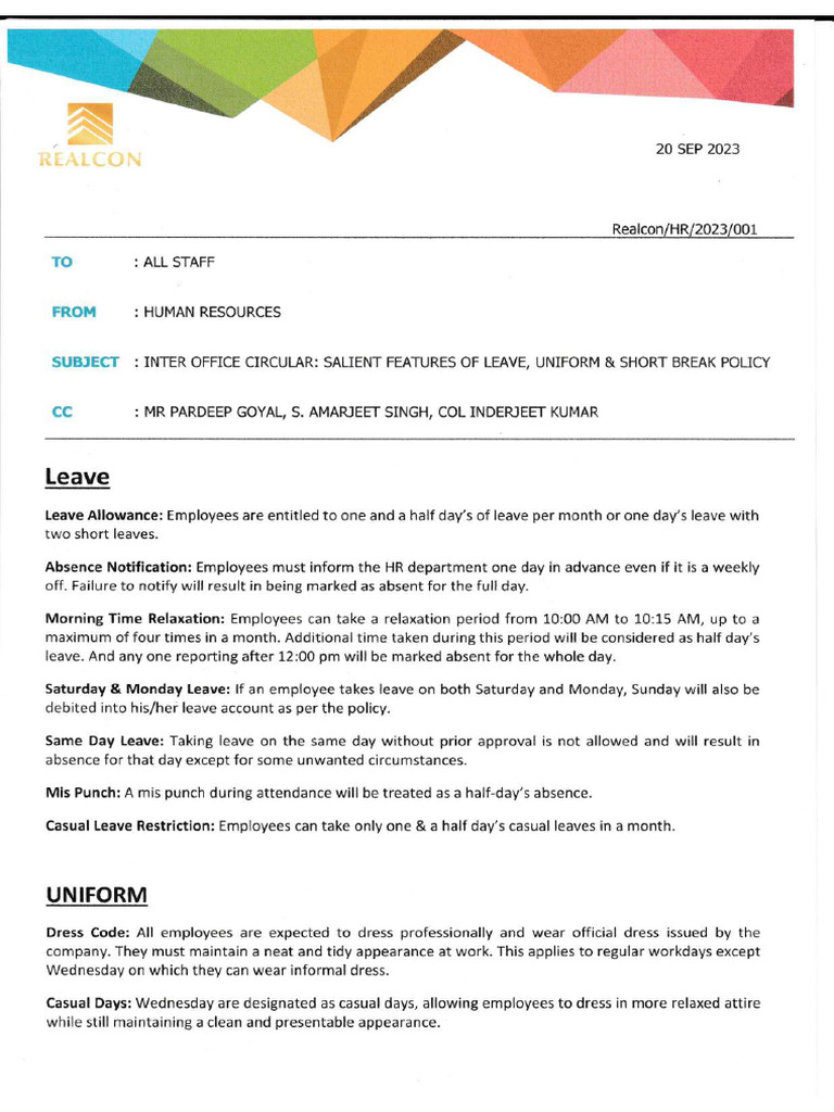 Inter Office Circular Pdf