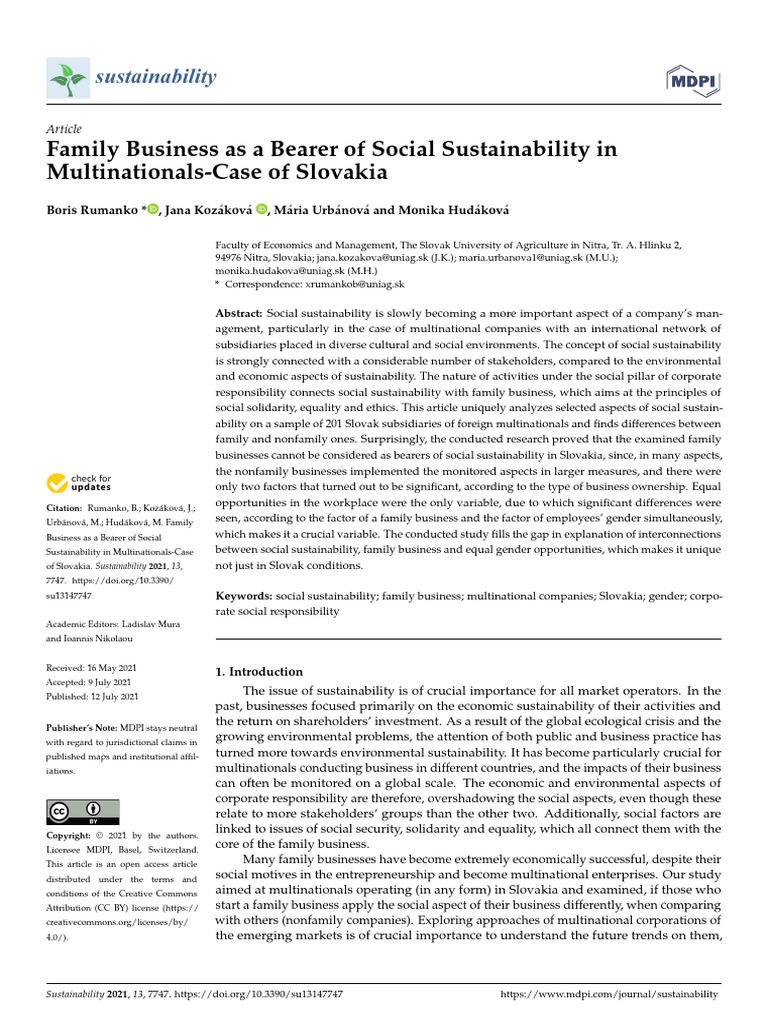 Sustainability 13 07747 | PDF | Corporate Social Responsibility ...