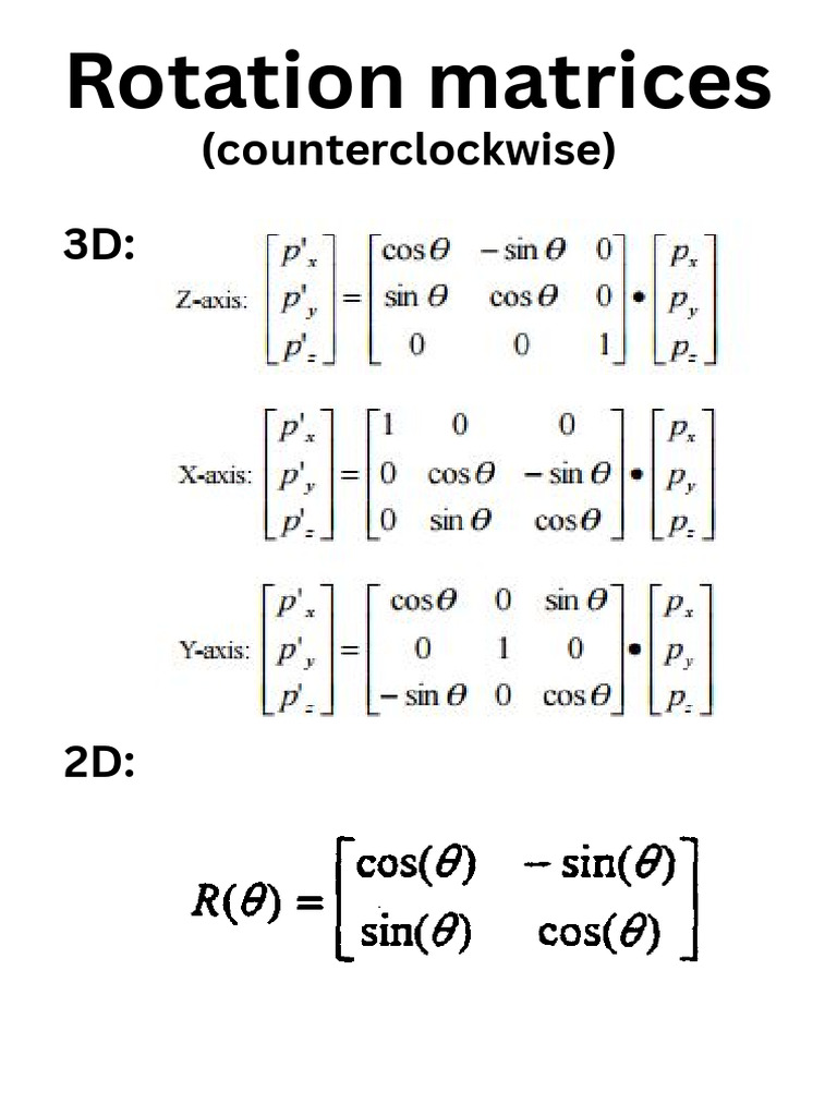 Rotation Matrices 2d&3d | PDF