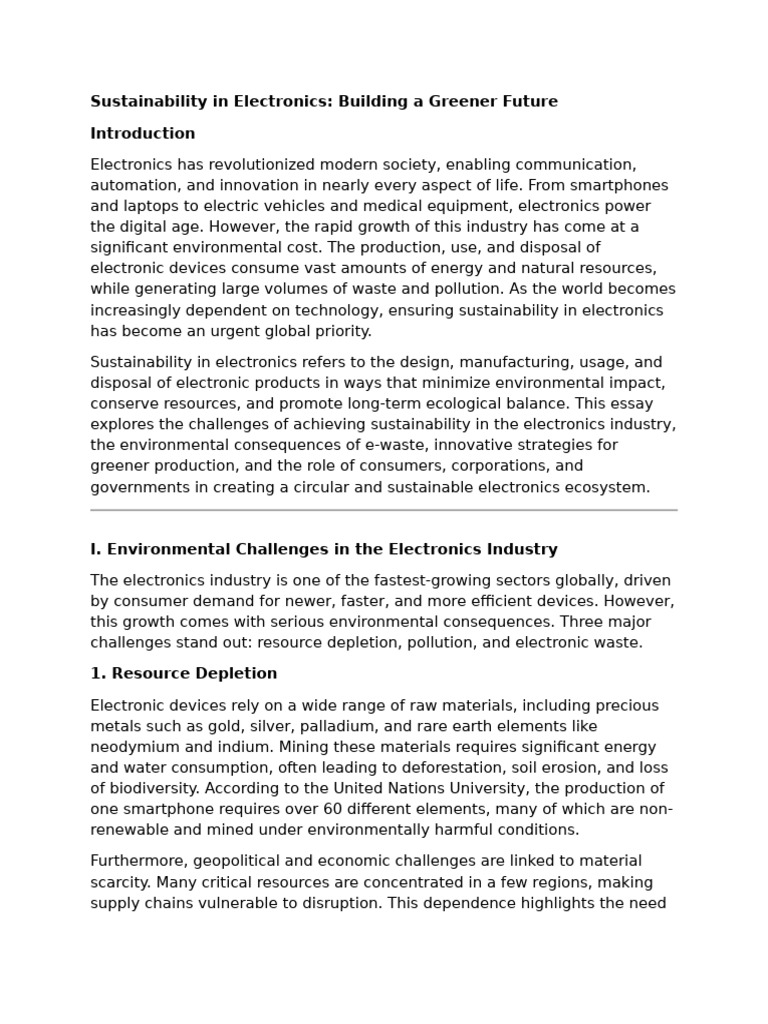 Sustainable Practices in Electronics Industry | PDF | Electronic Waste ...